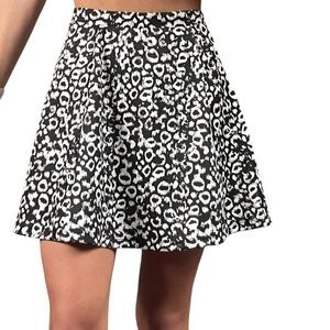 Lily White Women’s XS Brown & Cream Cheetah Print Polyester Spandex Skater Skirt